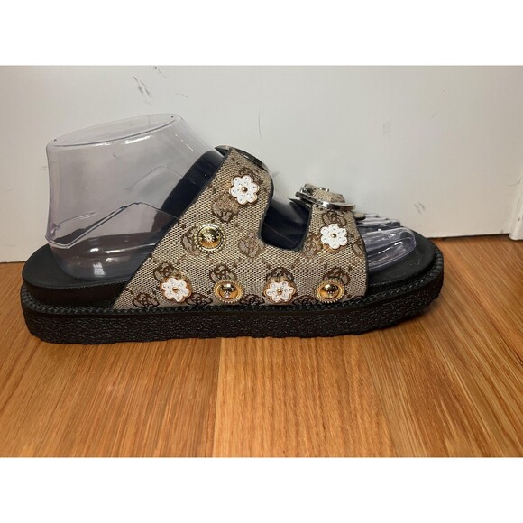 Jin Duo Sandals Womens Size 10 Brown Floral Buckle Slide Platform Shoes - Picture 4 of 10